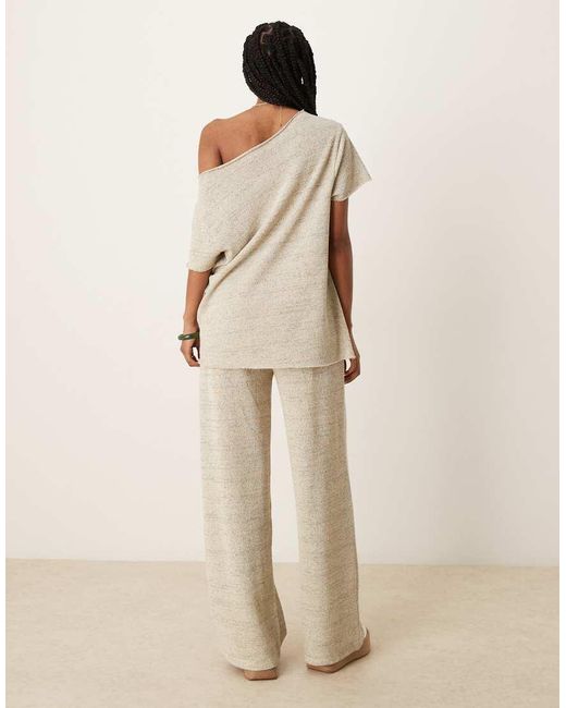 ASOS Natural Wide Leg Knit Trouser Co-ord