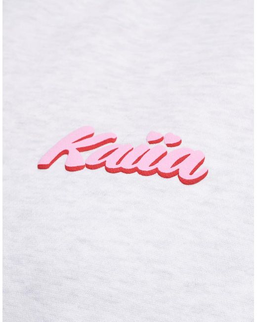 Sudadera Gris Claro Jaspeado Y Rosa Pastel Extragrande Con Capucha Y Logo Estampado En Relieve De (Parte De Un Conjunto) Kaiia de color White