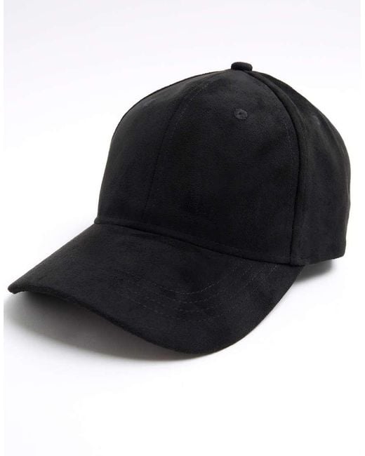 River Island Black Suedette Cap for men