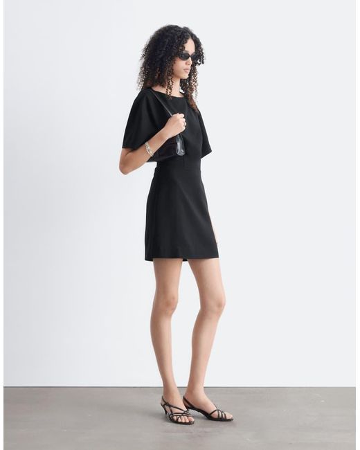 & Other Stories Black Boat Neck Structured Mini Dress With Open Back Detail