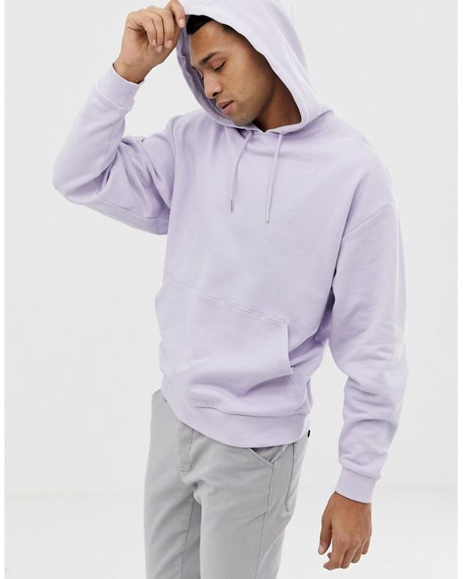 ASOS Purple Oversized Hoodie In Lilac for men