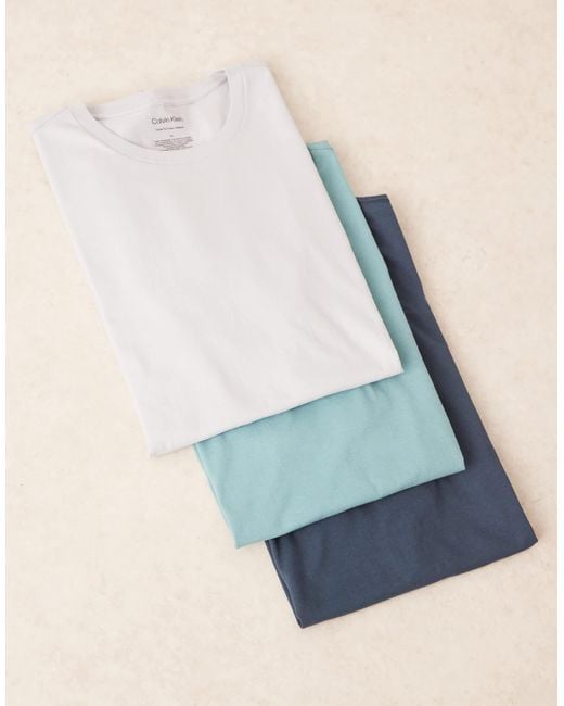 Calvin Klein Blue 3 Pack Short Sleeve T-shirts for men