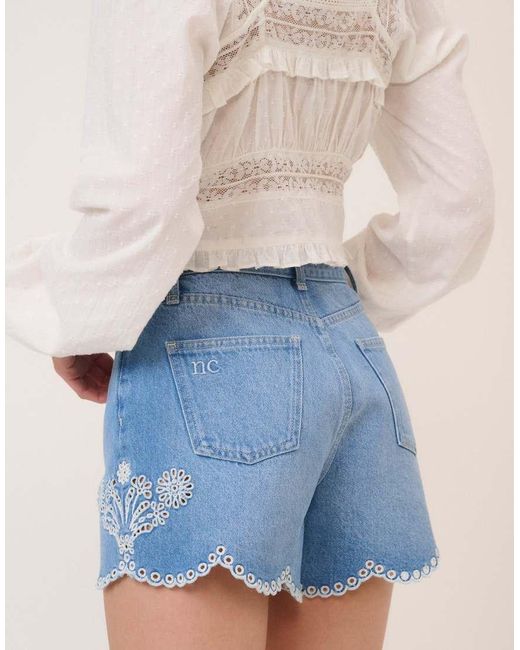 Nobody's Child Blue Embroidered Shorts