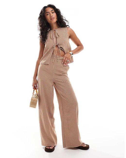 Pantalones De Pernera Ancha A Cuadros Vichy De (Parte De Un Conjunto) ASOS de color Multicolor