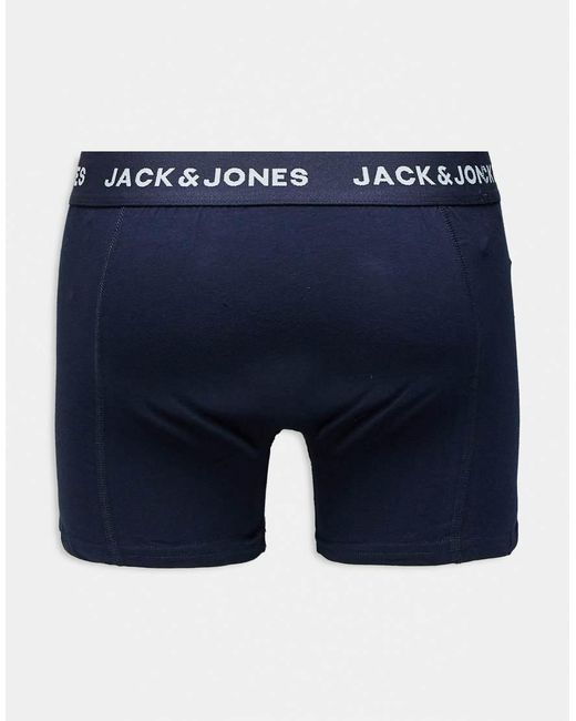Jack & Jones Blue 3 Pack Of Boxers With Contrast Waistband for men