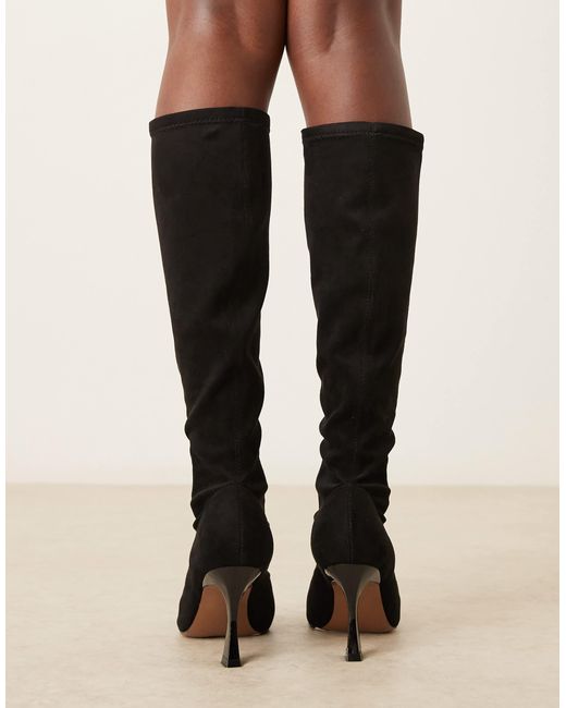 ASOS Black Caitlin Heeled Sock Knee Boots