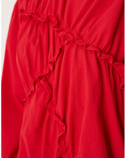 Ghospell Red – caro – minikleid aus strukturiertem baumwollmix