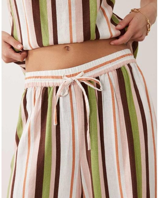 Nobody's Child Natural Elstow Linen Blend Drawstring Waist Wide Leg Trouser Co-Ord