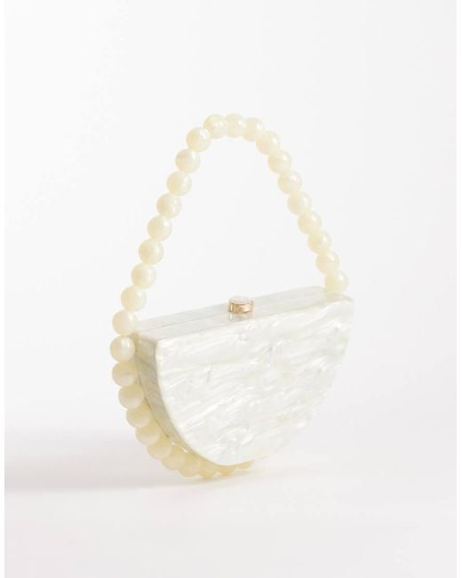 New Look White Pearl Box Clutch Bag