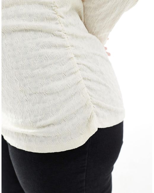 Vero Moda White – langärmliges, strukturiertes oberteil