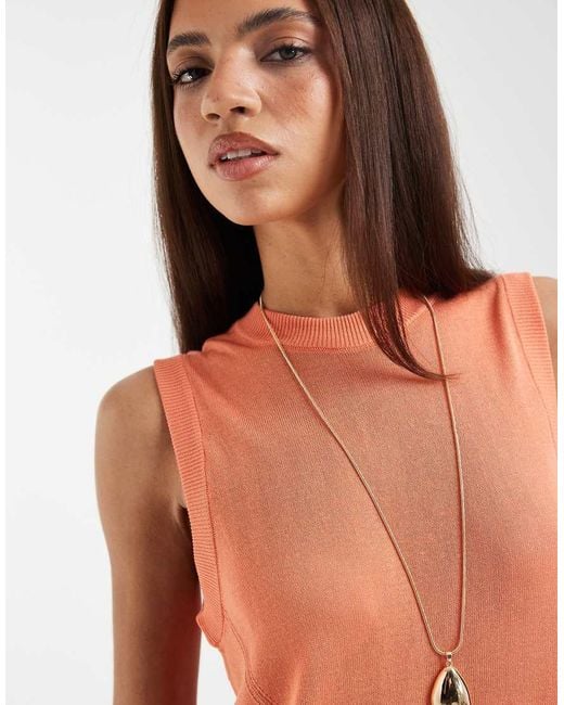 ASOS Orange Fine Knit Sheer Tank Top