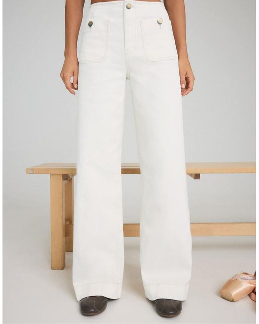 Stradivarius White Tall D77 Minimalist Jeans With Pockets