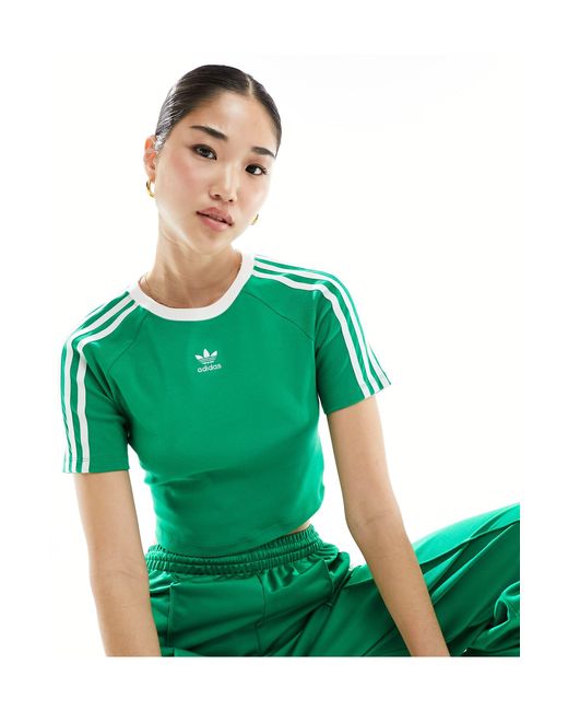 Adidas Originals Green Three Stripe Baby Tee