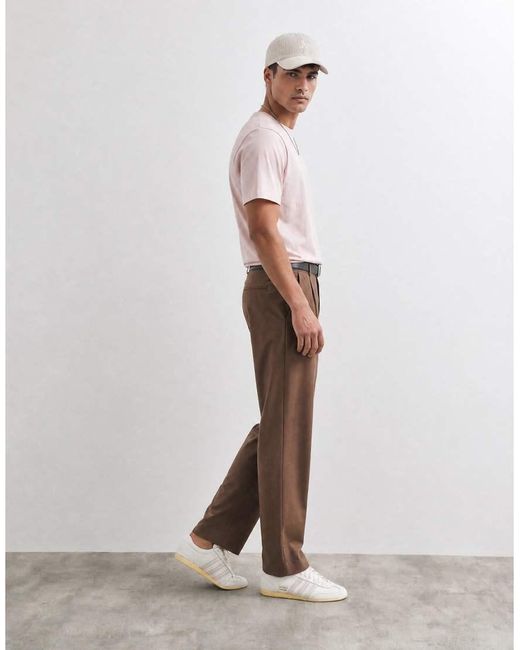 ASOS Brown Flexmax Smart Straight Trousers for men