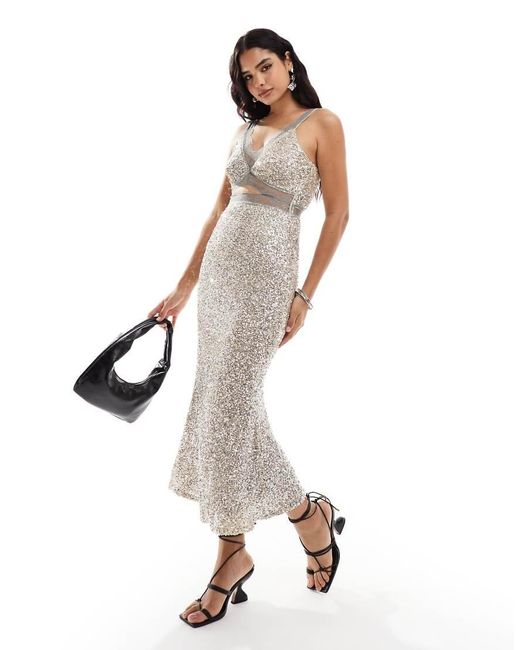 Never Fully Dressed White Mimi Sequin Lace Midaxi Dress