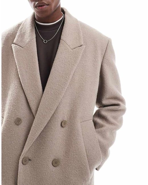 River Island Natural Double Breasted Coat for men