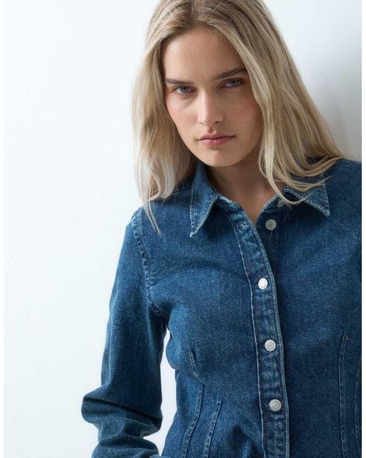Gap Blue Longline Cinched Shirt