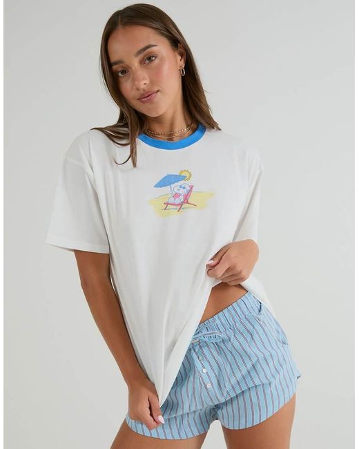 Skinnydip London White Peanuts I Love The Beach T-Shirt