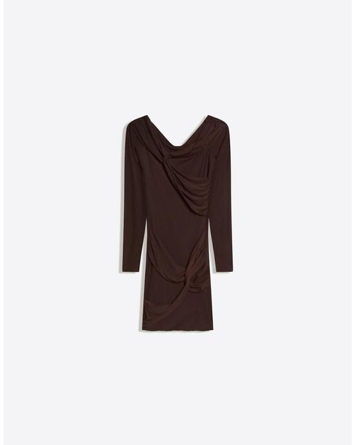 Bershka Black Tulle Long Sleeve Mini Dress With Knots