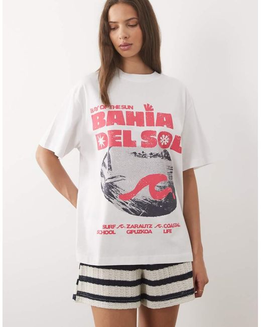 ASOS Pink Oversized T-shirt With Bahia Surf Graphic