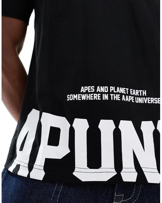 Camiseta Negra Con Texto "Somewhere" Y Estampado De Camuflaje En La Espalda De Aape By A Bathing Ape de hombre de color Black