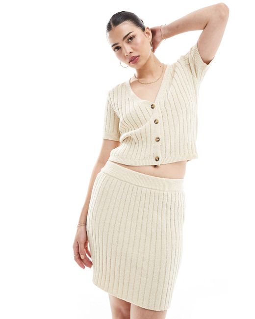 Aware - mini-jupe d'ensemble en maille légère - crème Vero Moda en coloris White
