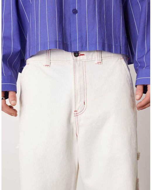 Dickies Blue Loose Fit Carpenter Denim Trousers With Contrast Stitching for men