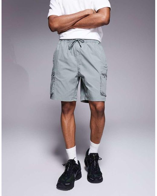 Pantalones Cortos Claro Cargo Elásticos De River Island de hombre de color Gray