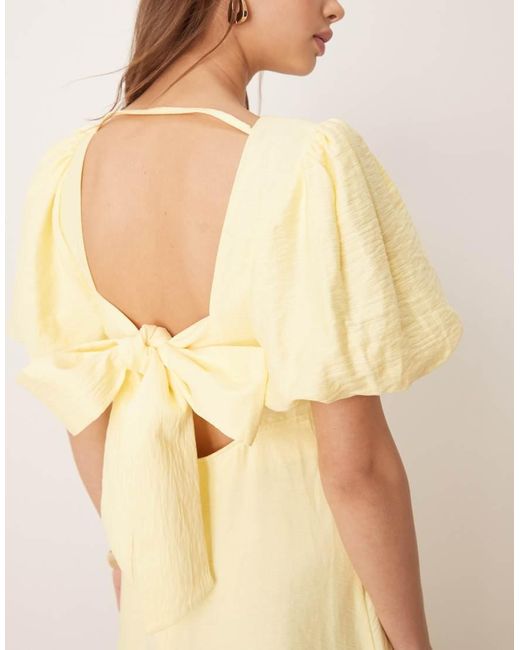 Nobody's Child Natural Zola Puff Sleeve Midi Dress