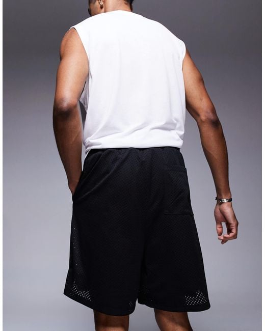 ASOS – schmale shorts aus strukturiertem netzstoff in Black für Herren