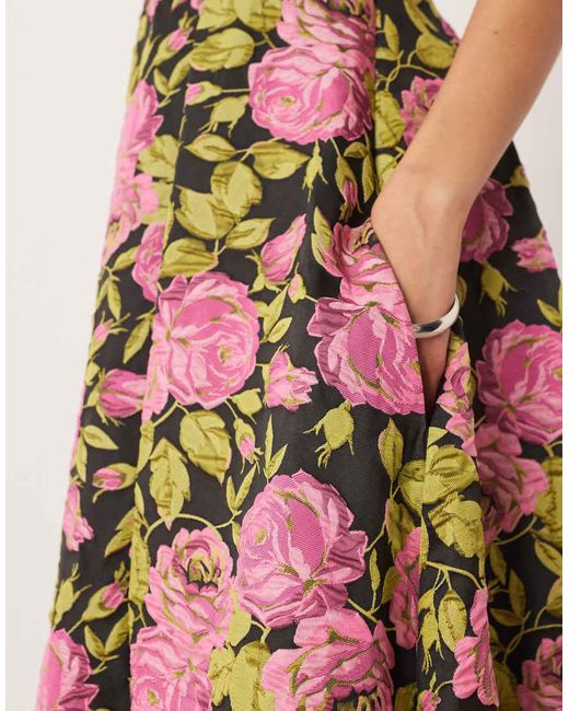 Maya Multicolor Floral Square Neck Midaxi Dress