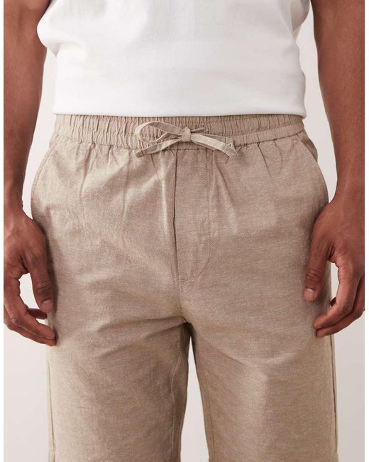 Only & Sons Pink Linen Mix Tie Waist Shorts for men