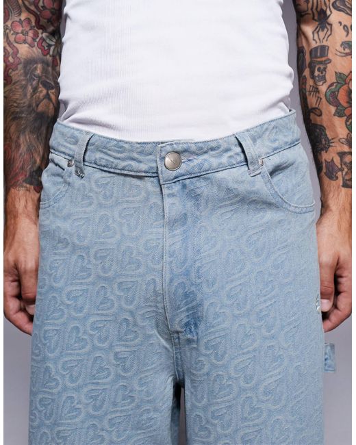Short d'ensemble texturé à motif cœurs Sixth June pour homme en coloris Blue