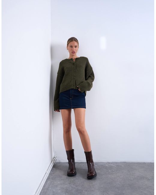 TOPSHOP White Denim Pelmet Mini Skirt