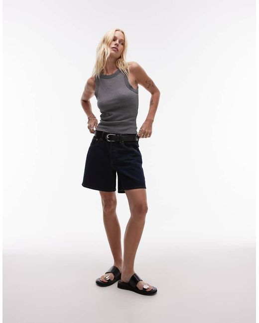 TOPSHOP Geribbeld Racer Hemdje in het Brown