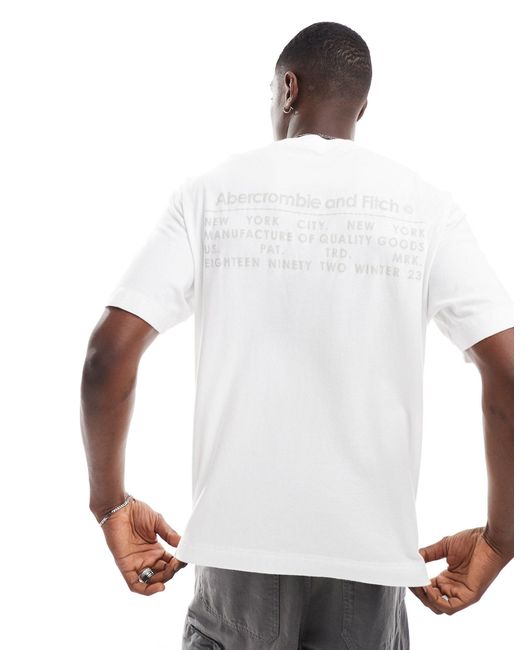 T-shirt oversize premium bianca vintage con logo di Abercrombie & Fitch in White da Uomo