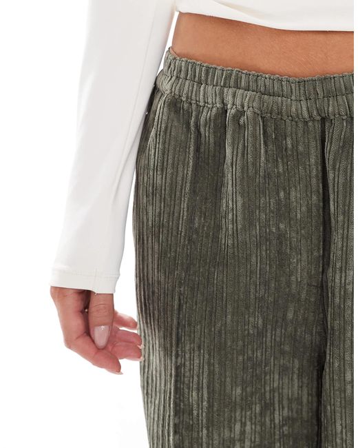 Asos design petite - pantalon en velours côtelé à enfiler - kaki ASOS en coloris Gray