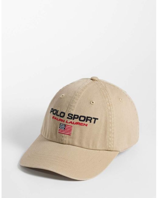 Polo Ralph Lauren Natural Sports Flag Logo Baseball Cap for men