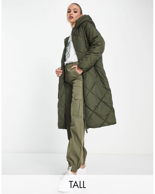 New Look Longline Puffer Coat in Green Lyst UK