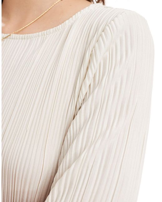 Robe t-shirt longue plissée - crème Y.A.S en coloris White