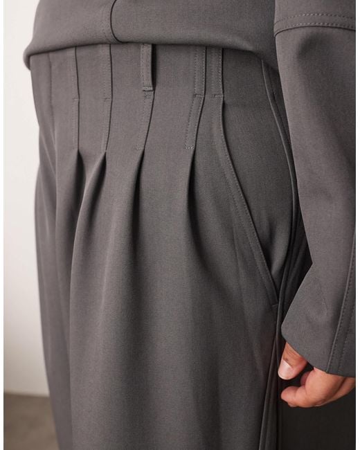 ARRANGE Brown Curve Tailored Pleated Detail Wide Leg Barrel Pants
