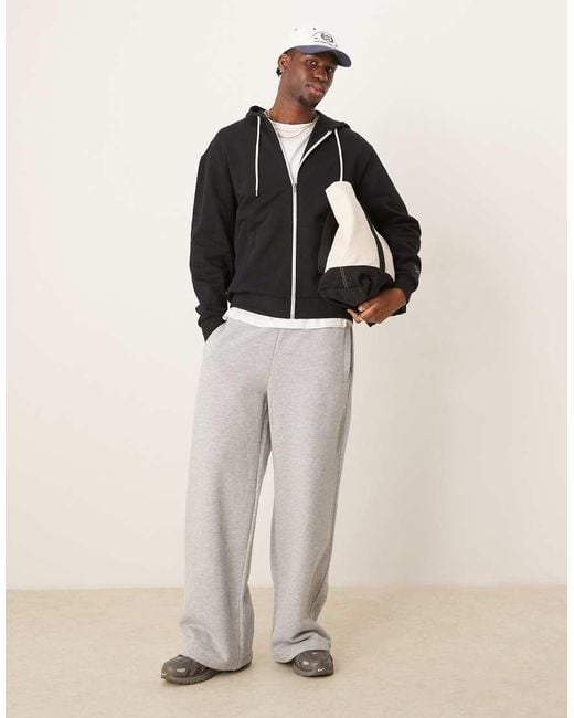 Felpa Nera Con Cappuccio, Zip E Stampa Sul Petto E Sul Retro di ASOS in Black da Uomo
