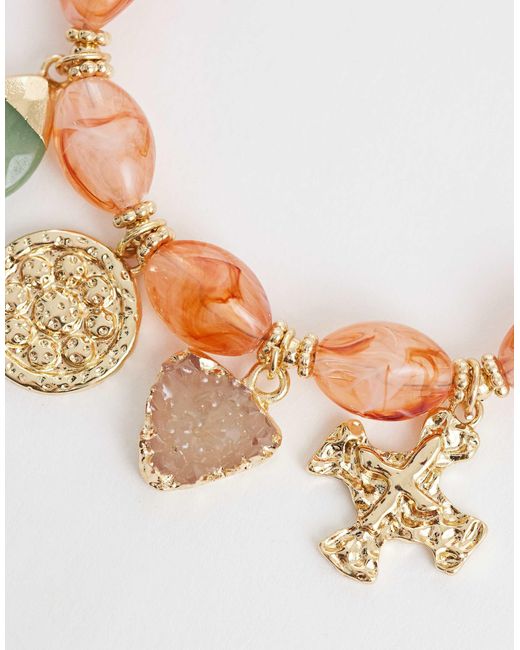 Accessorize White Bead Charm Necklace
