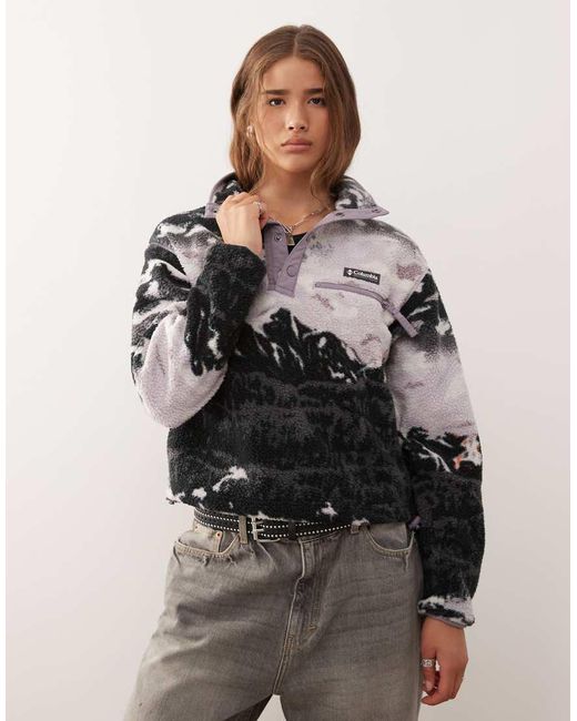 Columbia Purple Helvetia Ii Printed Cropped Half Snap Fleece
