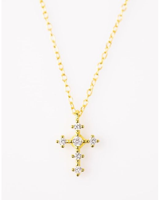 Lovisa White Plated Sterling Cubic Zirconia Round Cross Chain Necklace