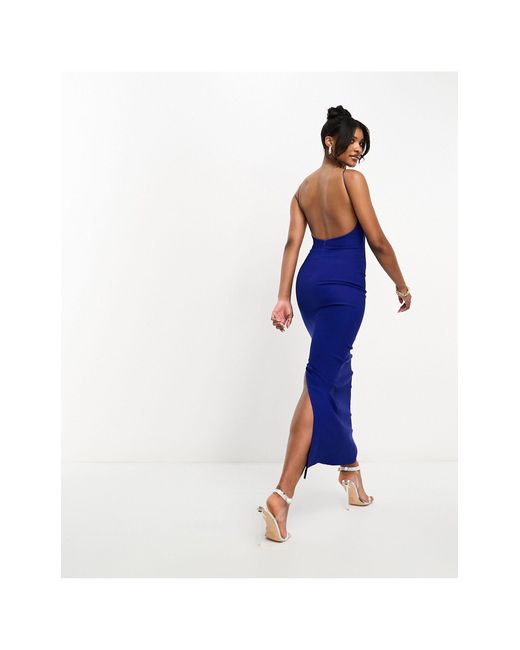Vesper Blue Low Back Strappy Maxi Dress