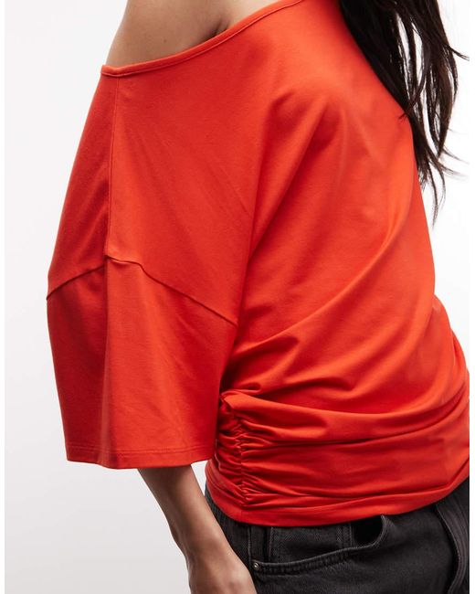 Collusion Red Off The Shoulder Drapey Top