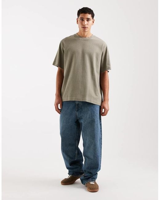 Jack & Jones Brown Ribbed Oversize T-shirt for men
