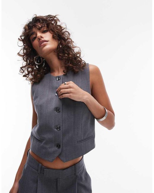 Mango Gray Pinstripe Waistcoat Co-ord