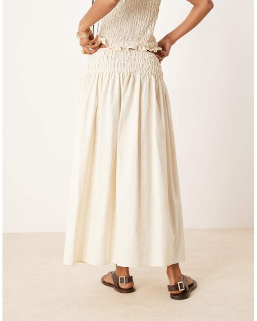 ASOS Natural Shirred Waist Maxi Skirt
